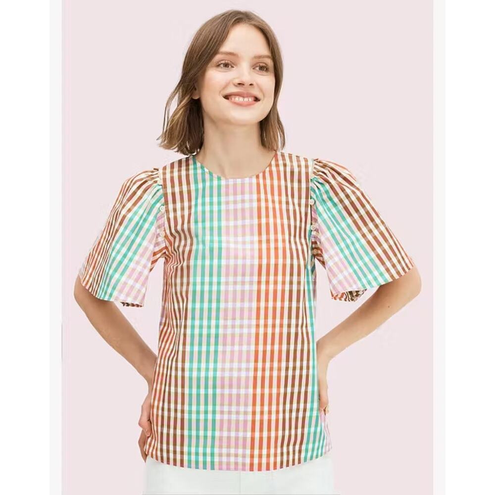 Kate Spade Rainbow Plaid Top